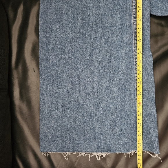 Zara Wide-Leg Flat Front Blue Raw Hem Stretchy Sz 4 US Jeans - Picture 6 of 11